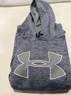 Under Armour Heather Navy and Light Gray Logo Hoodie